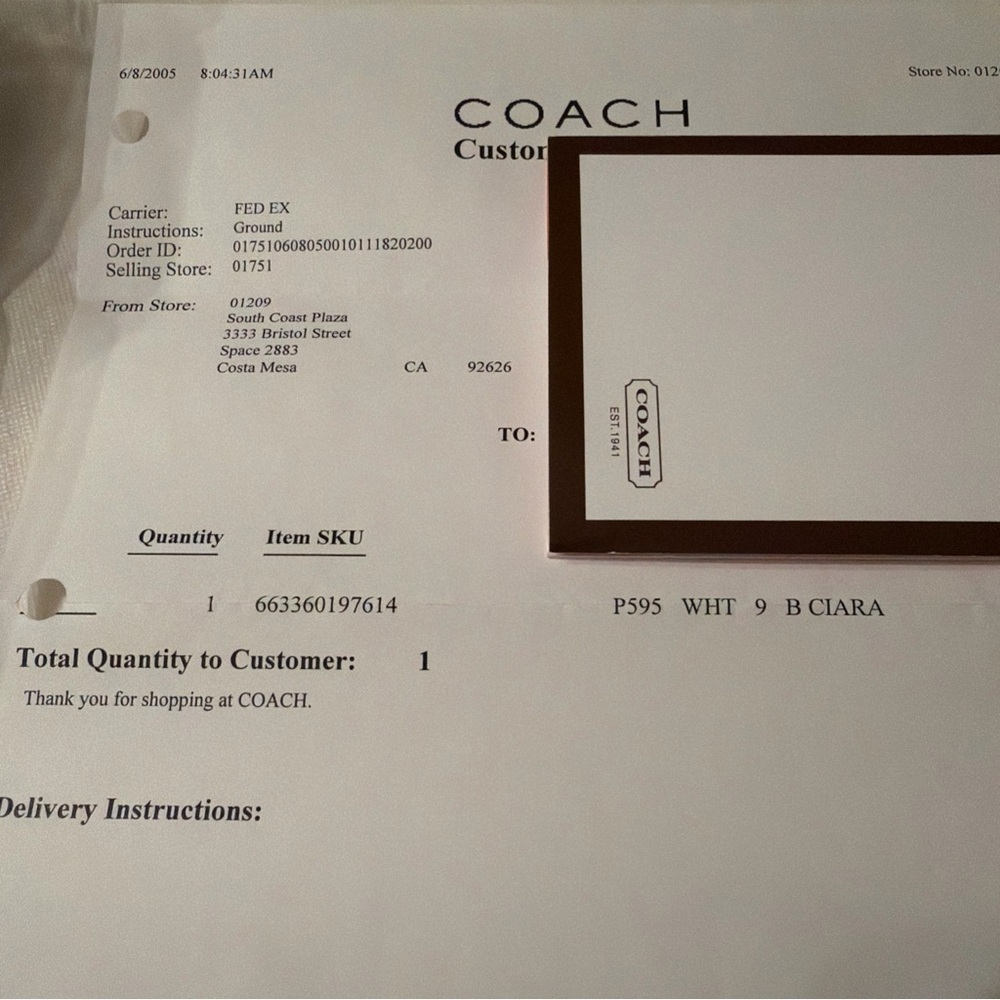 NWT Coach Ciara P595 white signature canvas, natural leather, 9M - Picture 10 of 12